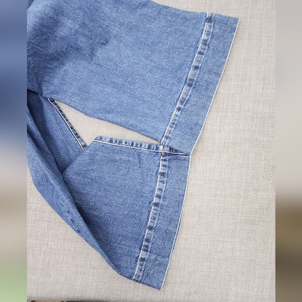 GAP 70s Flare High Rise Cotton Blend Denim Light Wash Jeans. 33/ 16 Tall - Picture 12 of 14